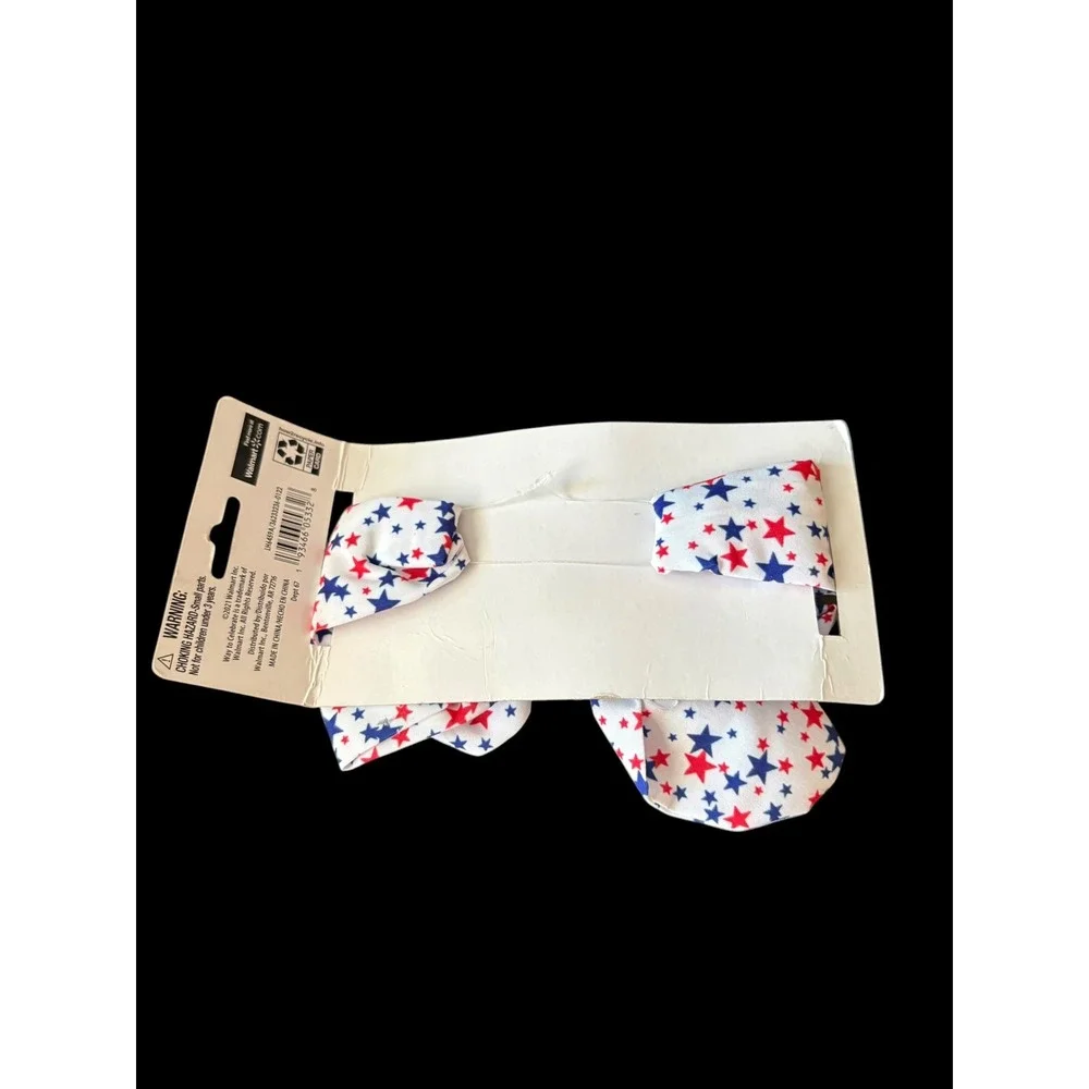 Celebrate Patriotic Headwrap Girls Red White Blue Stars Bow Headband Ages 3+